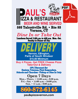 Paul's Pizza Vernon CT